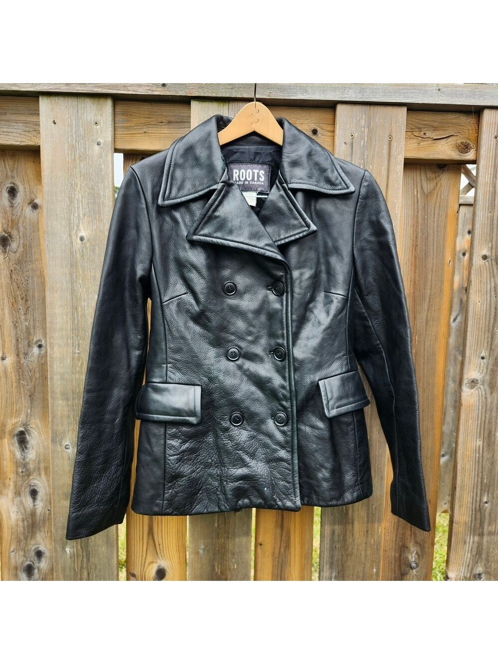 Roots Black Leather Women's Jacket Woman's Size 6